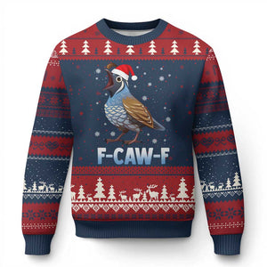 Funny F Caw F Quail Xmas Ugly Christmas Sweater Cartoon Quail Bird Santa Hat Poultry Humor TS11 Navy Red Print Your Wear