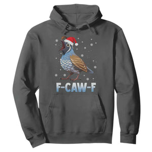 Funny F Caw F Quail Christmas Hoodie Cartoon Quail Bird Santa Hat Poultry Humor TS11 Dark Heather Print Your Wear