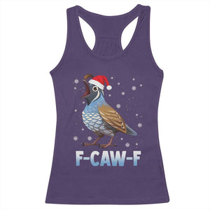 Funny F Caw F Quail Christmas Racerback Tank Top Cartoon Quail Bird Santa Hat Poultry Humor TS11 Purple Print Your Wear