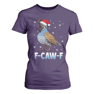 Funny F Caw F Quail Christmas T Shirt For Women Cartoon Quail Bird Santa Hat Poultry Humor TS11 Purple Print Your Wear