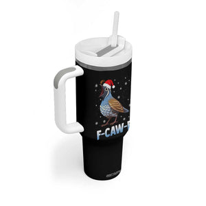 Funny F Caw F Quail Christmas Tumbler With Handle Cartoon Quail Bird Santa Hat Poultry Humor TS11 Print Your Wear