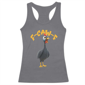 Funny F Caw F Guinea Fowl Racerback Tank Top Cartoon Guinea Bird Poultry Humor TS11 Charcoal Print Your Wear
