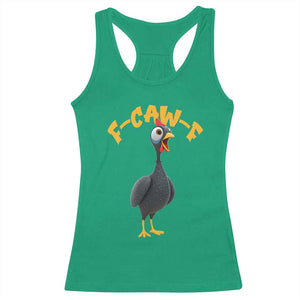 Funny F Caw F Guinea Fowl Racerback Tank Top Cartoon Guinea Bird Poultry Humor TS11 Irish Green Print Your Wear