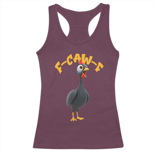 Funny F Caw F Guinea Fowl Racerback Tank Top Cartoon Guinea Bird Poultry Humor TS11 Maroon Print Your Wear