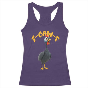 Funny F Caw F Guinea Fowl Racerback Tank Top Cartoon Guinea Bird Poultry Humor TS11 Purple Print Your Wear