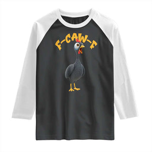 Funny F Caw F Guinea Fowl Raglan Shirt Cartoon Guinea Bird Poultry Humor TS11 Black White Print Your Wear