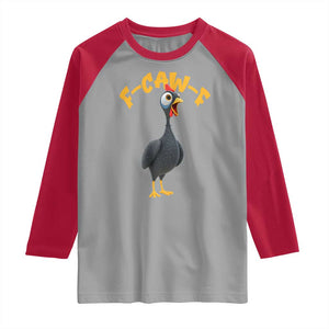 Funny F Caw F Guinea Fowl Raglan Shirt Cartoon Guinea Bird Poultry Humor TS11 Sport Gray Red Print Your Wear