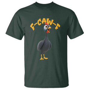 Funny F Caw F Guinea Fowl T Shirt Cartoon Guinea Bird Poultry Humor TS11 Dark Forest Green Print Your Wear