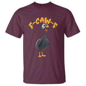 Funny F Caw F Guinea Fowl T Shirt Cartoon Guinea Bird Poultry Humor TS11 Maroon Print Your Wear