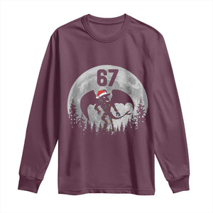 Funny Jersey Devil 67 Christmas Santa Hat Moon Night Stroll Long Sleeve Shirt TS11 Maroon Print Your Wear
