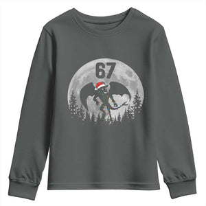 Funny Jersey Devil 67 Christmas Santa Hat Moon Night Stroll Youth Sweatshirt TS11 Dark Heather Print Your Wear