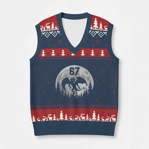 Funny Jersey Devil 67 Moon Night Stroll V-Neck Knit Sweater Vest TS11 Navy Red Print Your Wear