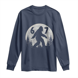 Funny Bigfoot 67 Night Stroll Moon Sasquatch Long Sleeve Shirt TS11 Navy Print Your Wear