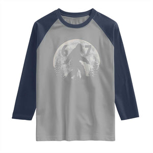 Funny Bigfoot 67 Night Stroll Moon Sasquatch Raglan Shirt TS11 Sport Gray Navy Print Your Wear