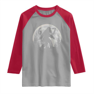 Funny Bigfoot 67 Night Stroll Moon Sasquatch Raglan Shirt TS11 Sport Gray Red Print Your Wear