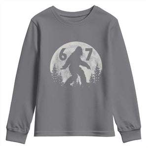 Funny Bigfoot 67 Night Stroll Moon Sasquatch Youth Sweatshirt TS11 Charcoal Print Your Wear