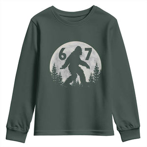 Funny Bigfoot 67 Night Stroll Moon Sasquatch Youth Sweatshirt TS11 Dark Forest Green Print Your Wear
