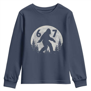 Funny Bigfoot 67 Night Stroll Moon Sasquatch Youth Sweatshirt TS11 Navy Print Your Wear