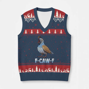 Funny F Caw F Quail V-Neck Knit Sweater Vest Cartoon Quail Bird Poultry Humor TS11 Navy Red Print Your Wear