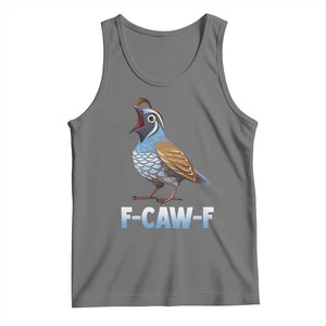 Funny F Caw F Quail Tank Top Cartoon Quail Bird Poultry Humor TS11 Black Heather Print Your Wear