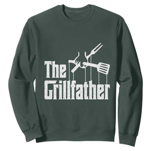 Funny BBQ Grilling Sweatshirt The Grillfather Vintage Father's Day TS11 Dark Forest Green Print Your Wear