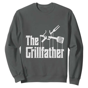 Funny BBQ Grilling Sweatshirt The Grillfather Vintage Father's Day TS11 Dark Heather Print Your Wear