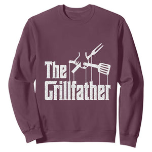Funny BBQ Grilling Sweatshirt The Grillfather Vintage Father's Day TS11 Maroon Print Your Wear
