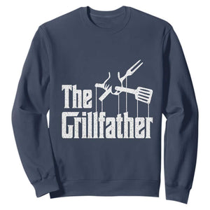 Funny BBQ Grilling Sweatshirt The Grillfather Vintage Father's Day TS11 Navy Print Your Wear