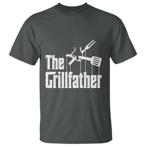 Funny BBQ Grilling T Shirt The Grillfather Vintage Father's Day TS11 Dark Heather Print Your Wear