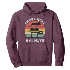 Funny Smoke Meat Not Meth Hoodie Retro Vintage Grilling BBQ TS11 Maroon Print Your Wear