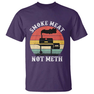 Funny Smoke Meat Not Meth T Shirt Retro Vintage Grilling BBQ TS11 Purple Print Your Wear