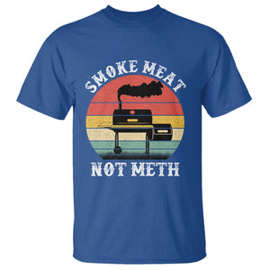 Funny Smoke Meat Not Meth T Shirt Retro Vintage Grilling BBQ TS11 Royal Blue Print Your Wear