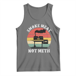 Funny Smoke Meat Not Meth Tank Top Retro Vintage Grilling BBQ TS11 Black Heather Print Your Wear