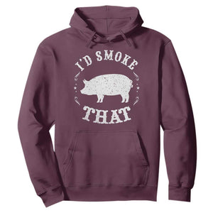 Funny BBQ Grilling I'd Smoke That Hoodie Barbecue Grill Father's Day TS11 Maroon Print Your Wear