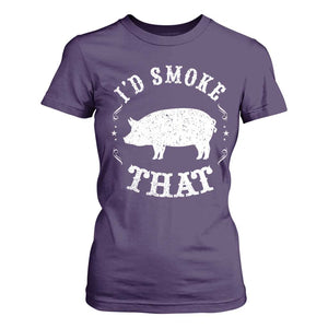 Funny BBQ Grilling I'd Smoke That T Shirt For Women Barbecue Grill Father's Day TS11 Purple Print Your Wear