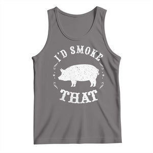 Funny BBQ Grilling I'd Smoke That Tank Top Barbecue Grill Father's Day TS11 Deep Heather Print Your Wear