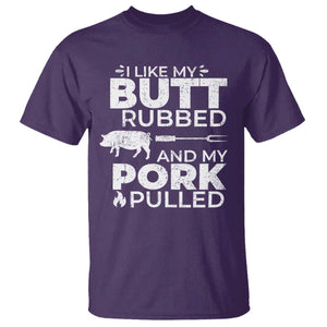 Funny BBQ Grilling I Like My Butt Rubbed And My Pork Pulled T Shirt Barbecue Grill Father's Day TS11 Purple Print Your Wear
