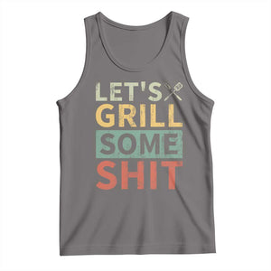 Funny BBQ Grilling Let's Grill Some Shit Tank Top Retro Vintage Barbecue Father's Day TS11 Deep Heather Print Your Wear