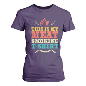 Funny Grilling BBQ T Shirt For Women This Is My Meat Smoking Shirt Retro Fork Father's Day TS11 Purple Print Your Wear