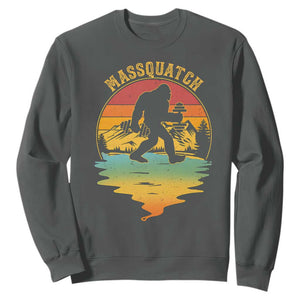 Funny Bigfoot Massquatch Sweatshirt Retro Workout Gym Weightlifter Sasquatch TS11 Dark Heather Print Your Wear