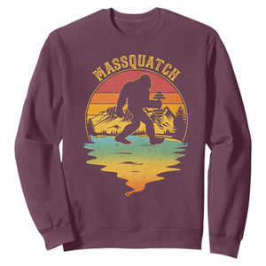 Funny Bigfoot Massquatch Sweatshirt Retro Workout Gym Weightlifter Sasquatch TS11 Maroon Print Your Wear