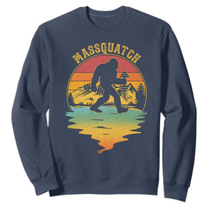Funny Bigfoot Massquatch Sweatshirt Retro Workout Gym Weightlifter Sasquatch TS11 Navy Print Your Wear