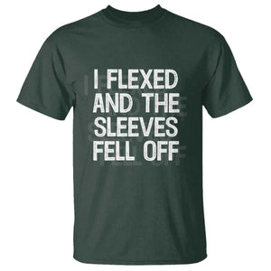 Funny I Flexed And The Sleeves Fell Of T Shirt Workout Gymer Shadow Text TS11 Dark Forest Green Print Your Wear