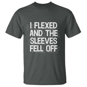 Funny I Flexed And The Sleeves Fell Of T Shirt Workout Gymer Shadow Text TS11 Dark Heather Print Your Wear