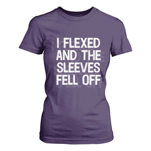 Funny I Flexed And The Sleeves Fell Of T Shirt For Women Workout Gymer Shadow Text TS11 Purple Print Your Wear