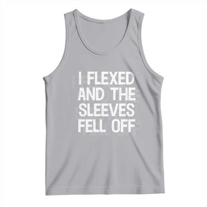 Funny I Flexed And The Sleeves Fell Of Tank Top Workout Gymer Shadow Text TS11 Athletic Heather Print Your Wear