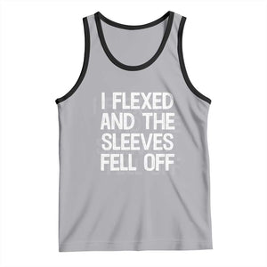 Funny I Flexed And The Sleeves Fell Of Tank Top Workout Gymer Shadow Text TS11 Athletic Heather Black Print Your Wear