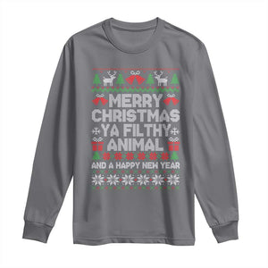 Funny Merry Christmas And A Happy New Year Long Sleeve Shirt Christmas Movie TS11 Charcoal Print Your Wear