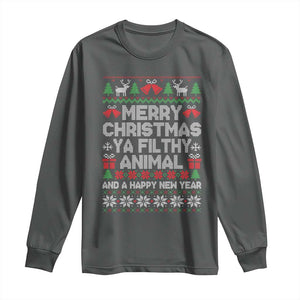 Funny Merry Christmas And A Happy New Year Long Sleeve Shirt Christmas Movie TS11 Dark Heather Print Your Wear