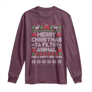 Funny Merry Christmas And A Happy New Year Long Sleeve Shirt Christmas Movie TS11 Maroon Print Your Wear